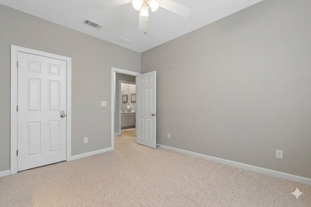 Third bedroom upstairs at 181-A Farriers Lane, a lakeside condo in Eatonton, Georgia
