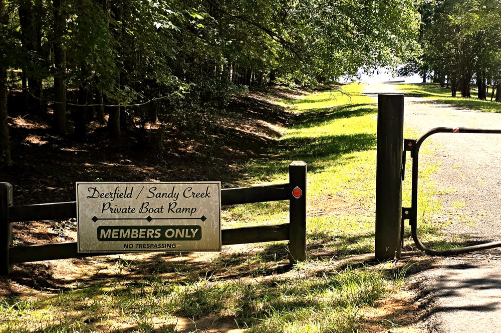 Members-only private boat ramp shared by the Deerfield and Sandy Creek subdivisions on Lake Oconee