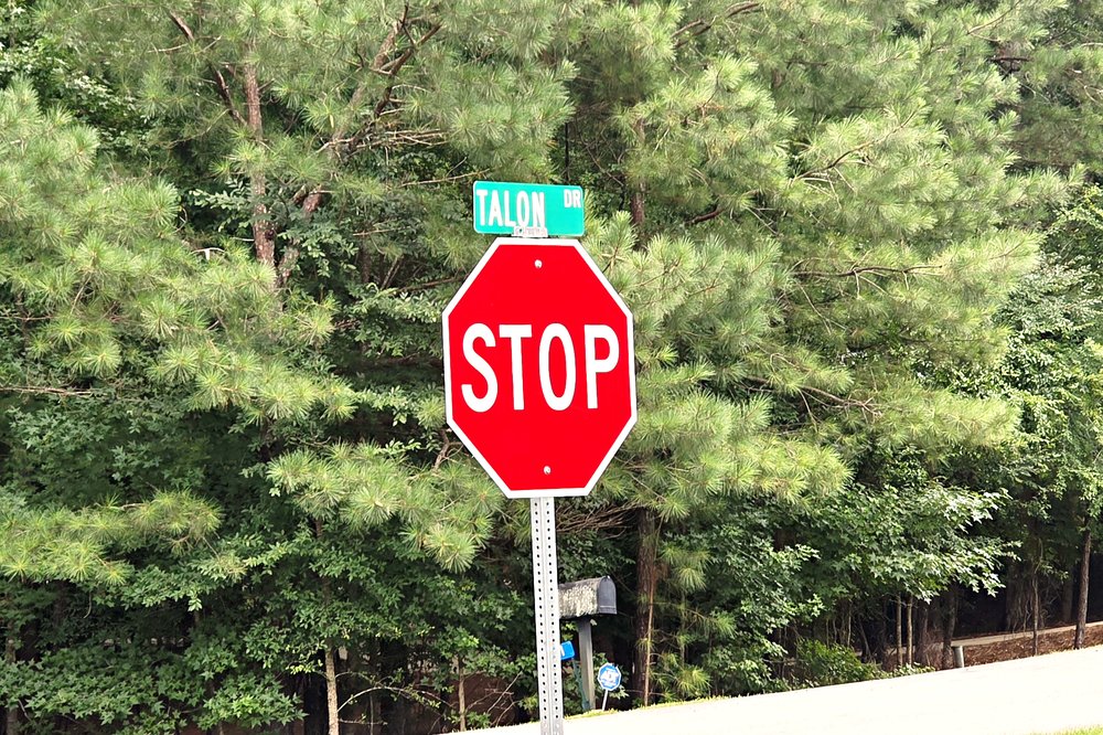 Talon Drive street sign in the Eagle's Landing subdivision at Lake Oconee