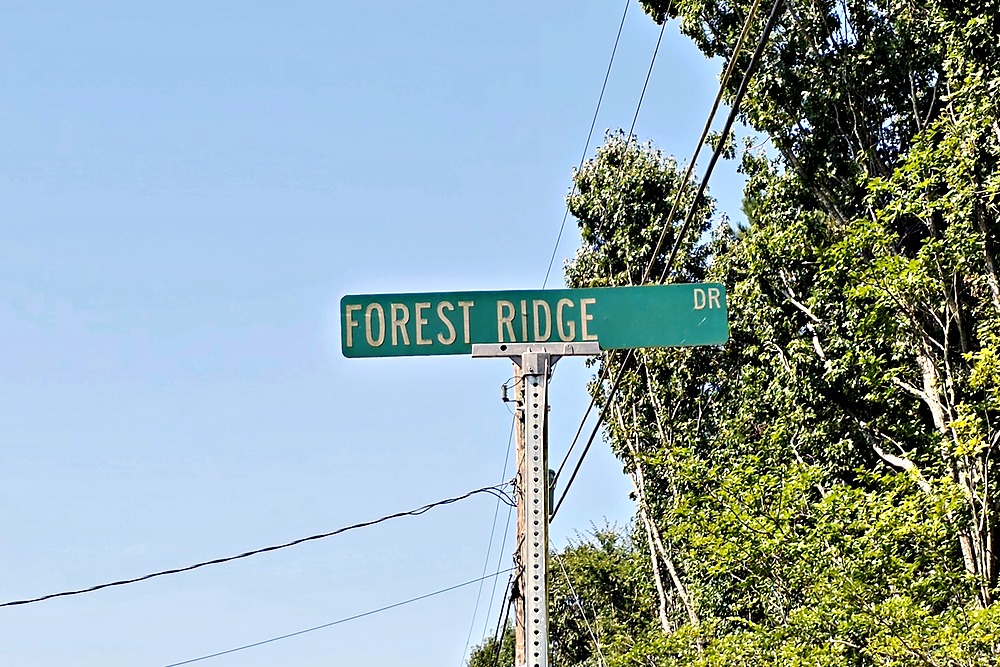 Forest Ridge Drive street sign in Long Island Forest on Lake Oconee