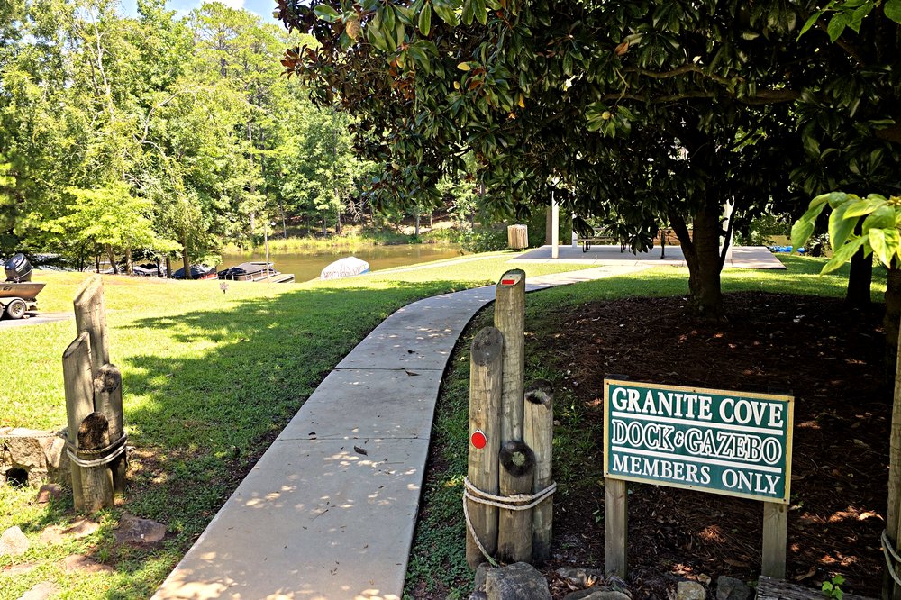 Granite Cove members-only dock and gazebo area with lakeside walking path on Lake Oconee