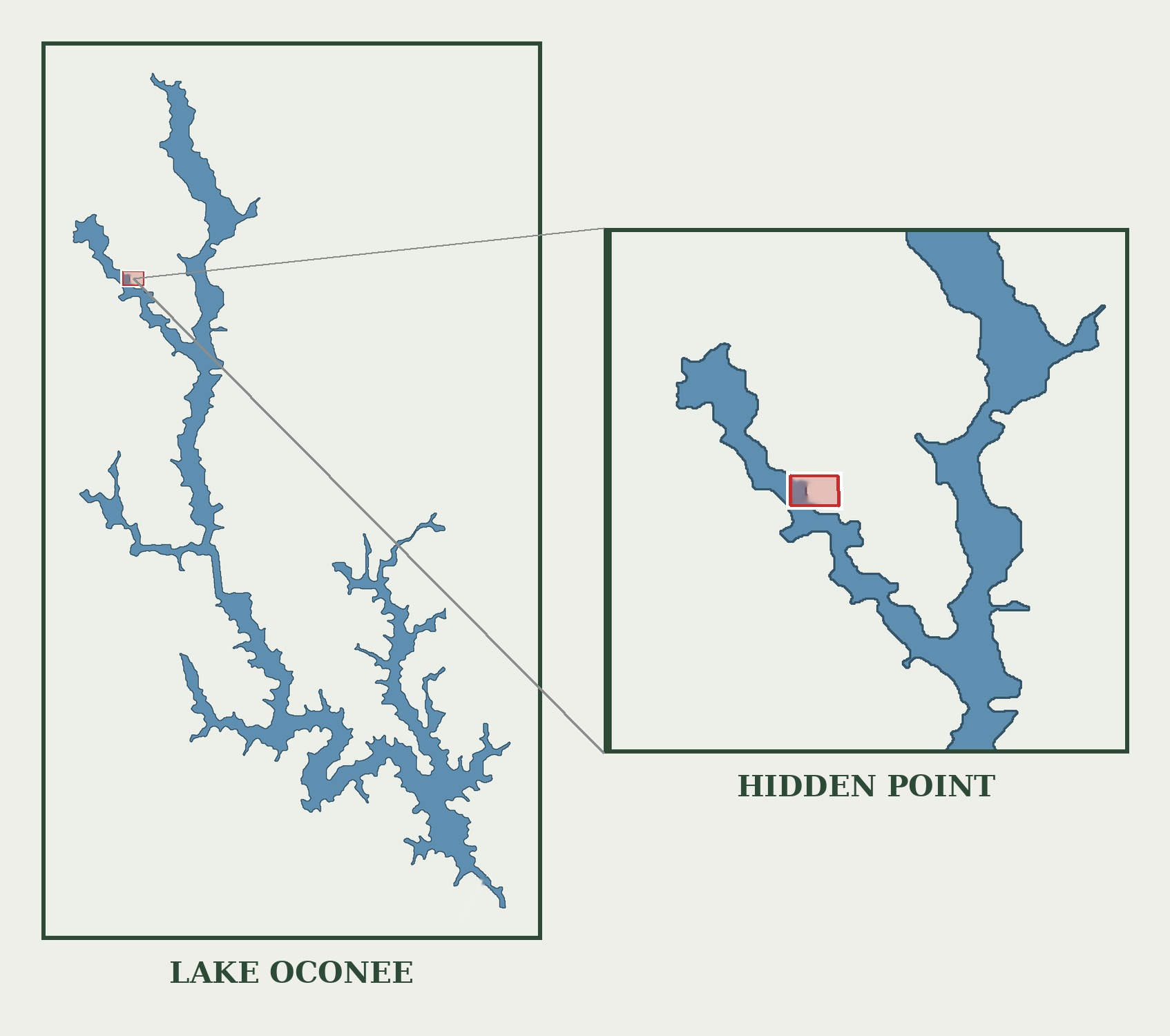 Map showing the location of Hidden Pointe on Lake Oconee in Greene County, Georgia