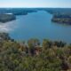 Aerial view of Lake Oconee, Georgia, its main channel running between wooded shorelines