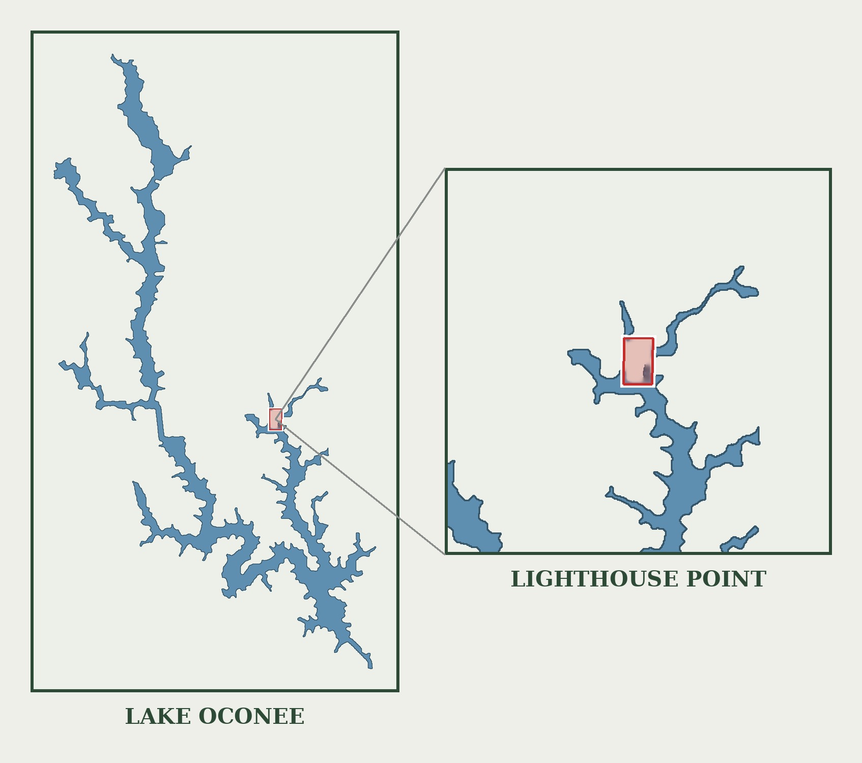Map showing the location of Lighthouse Point and Lighthouse Circle in Harbor Club on Lake Oconee, Georgia
