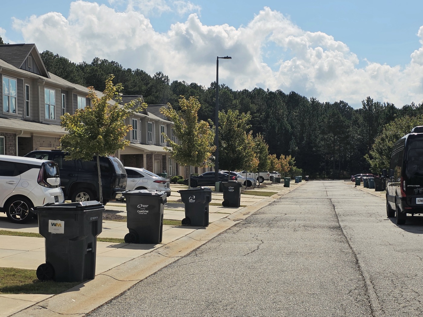 Townhomes along one of the streets at Park Place at Lake Oconee in Greene County, Georgia